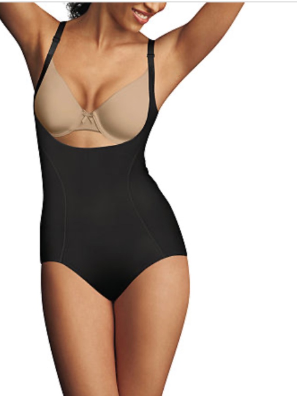 Maidenform Open-Bust Tummy Control Shapewear Bodysuit Black 2XL Women's